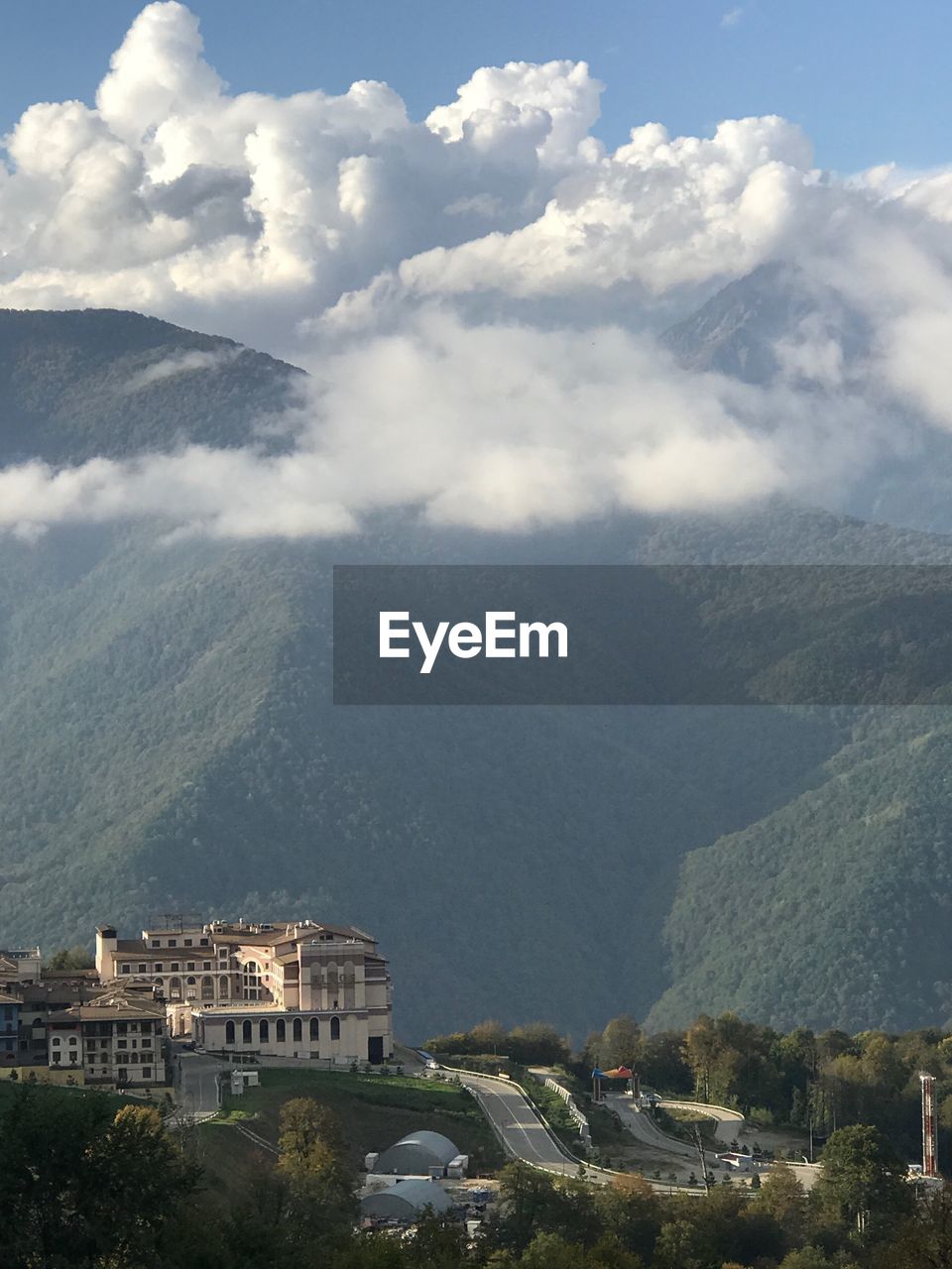 High angle view of buildings in city against sky