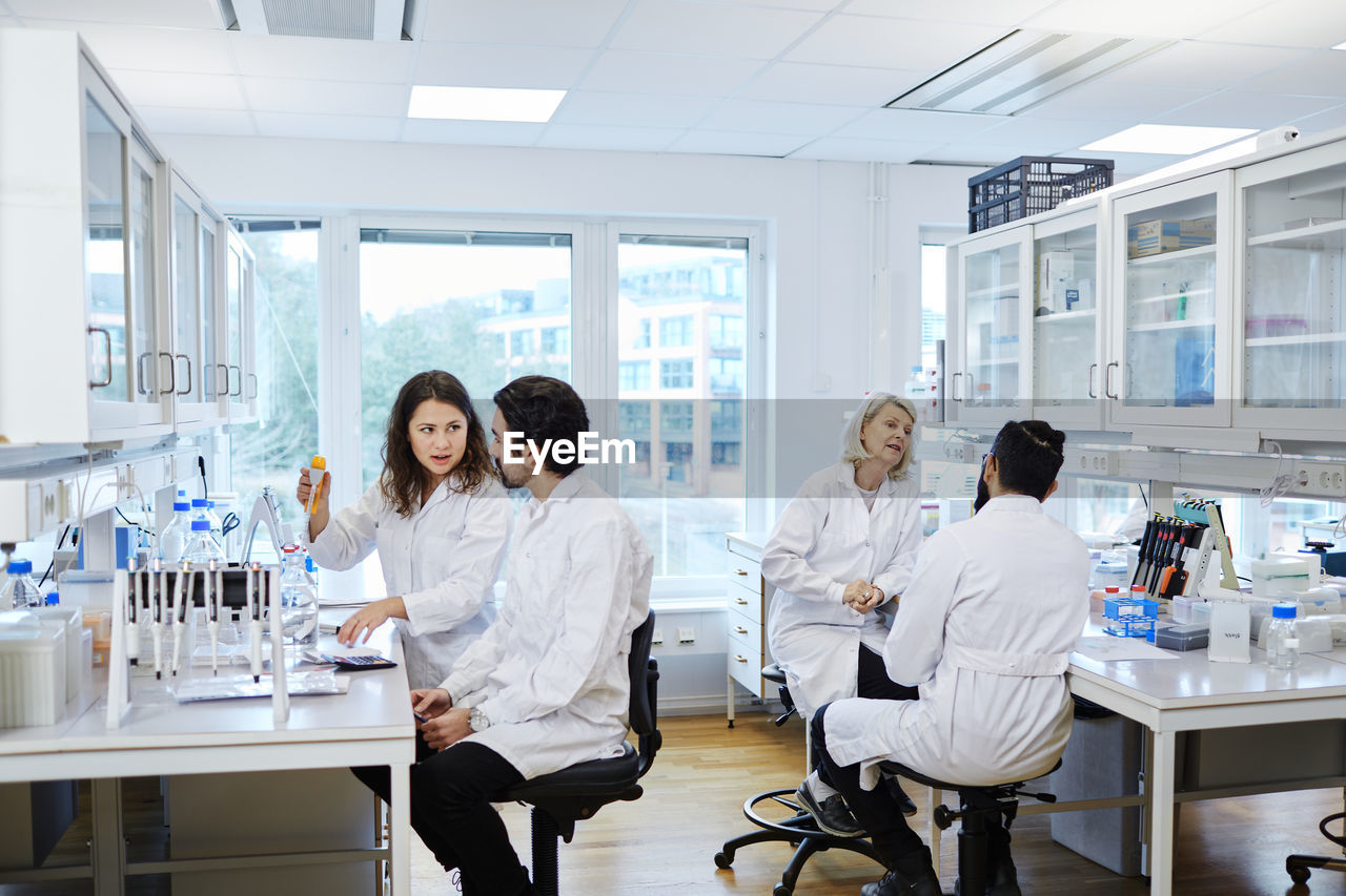 Scientists working in laboratory