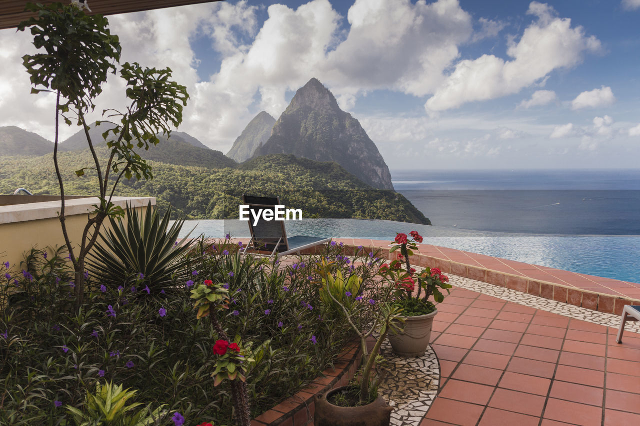 SCENIC VIEW OF SEA AND MOUNTAINS AGAINST SKY