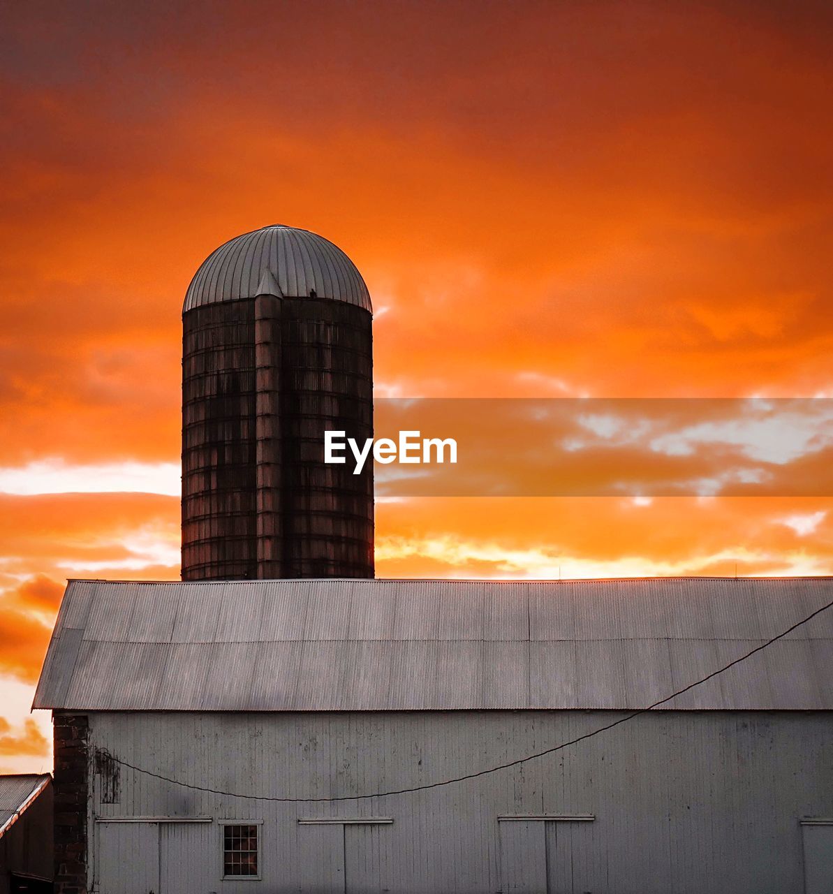 Orange sky seen from factory