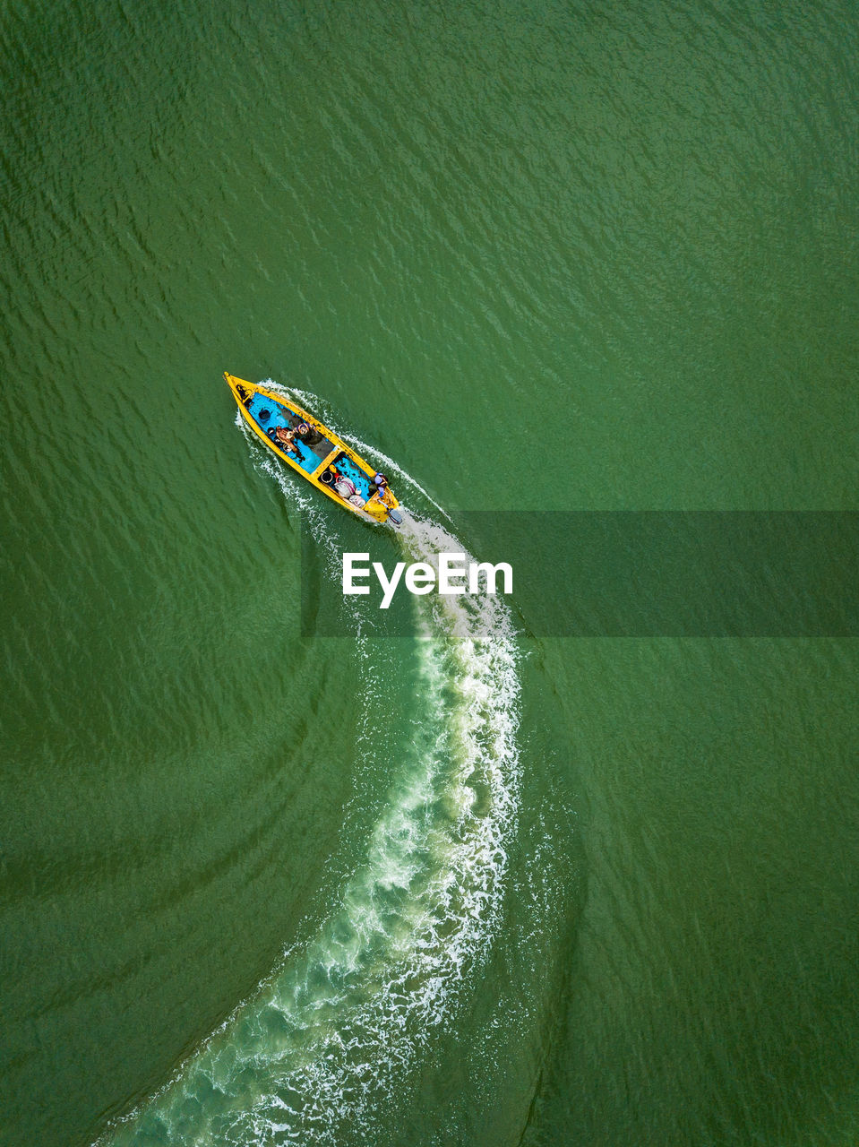 High angle view of nautical vessel in sea