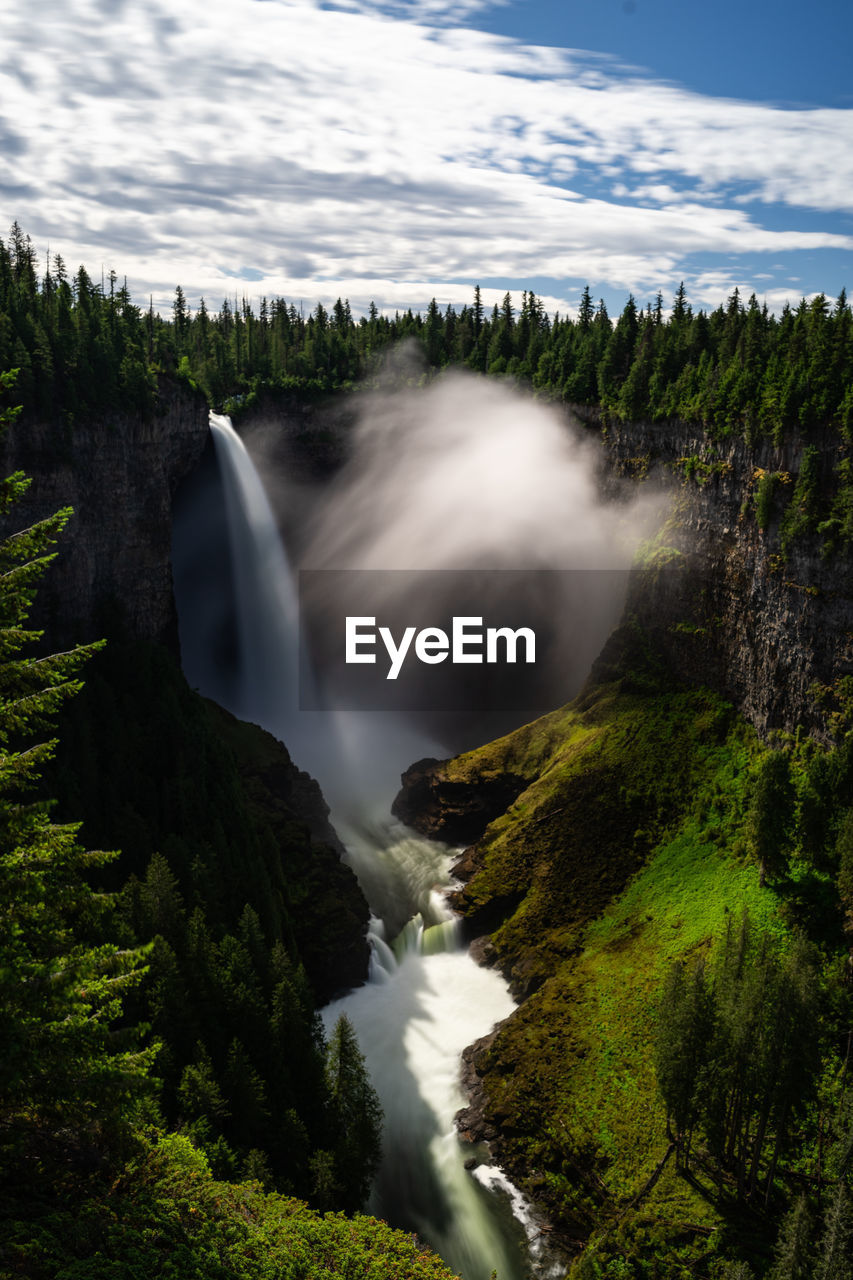 SCENIC VIEW OF WATERFALL AMIDST TREES