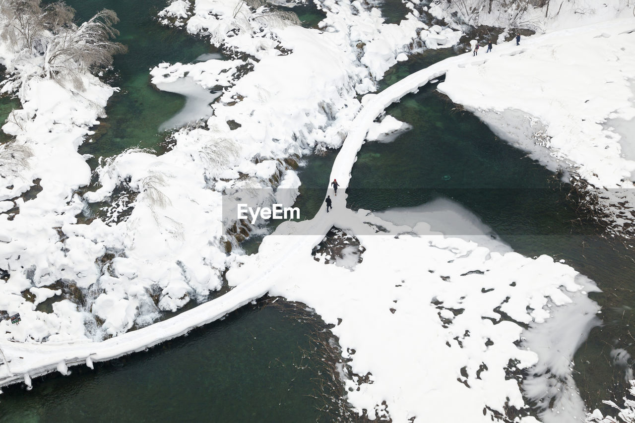 Frozen waterfalls on plitvice lakes np