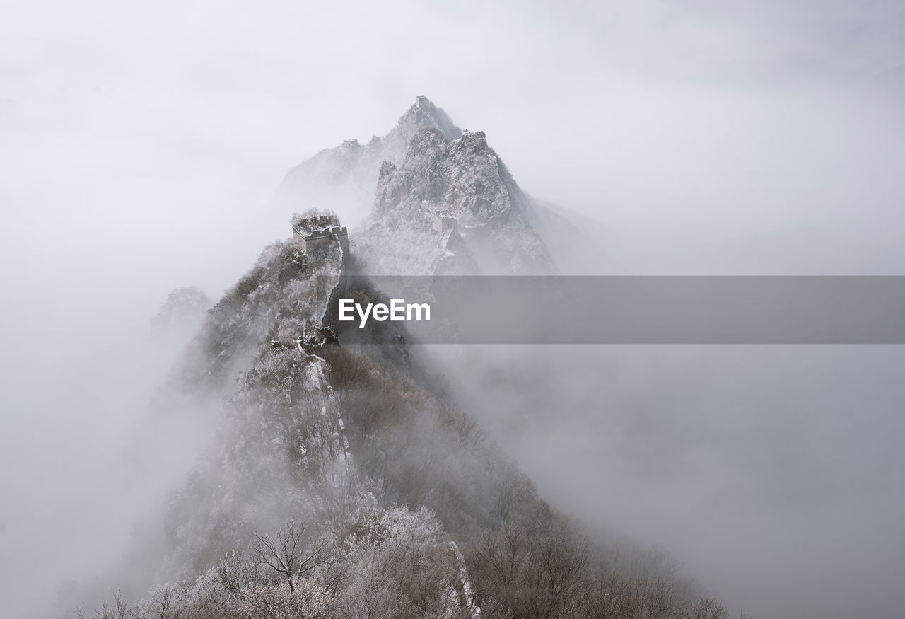 Great wall of china during foggy weather
