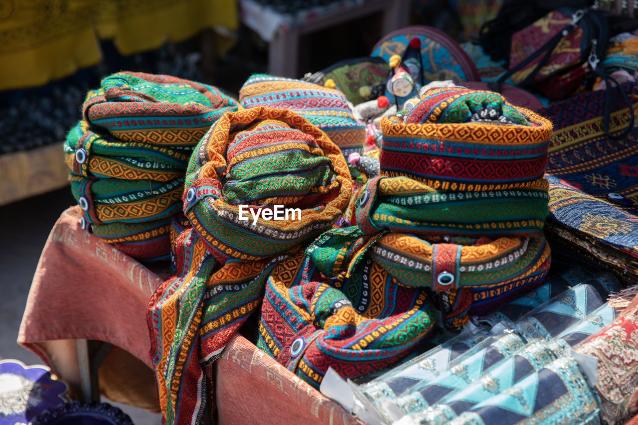 Close-up of multi colored for sale in market