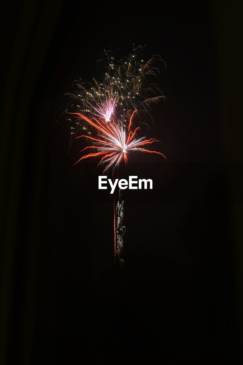 LOW ANGLE VIEW OF FIREWORK DISPLAY IN SKY AT NIGHT