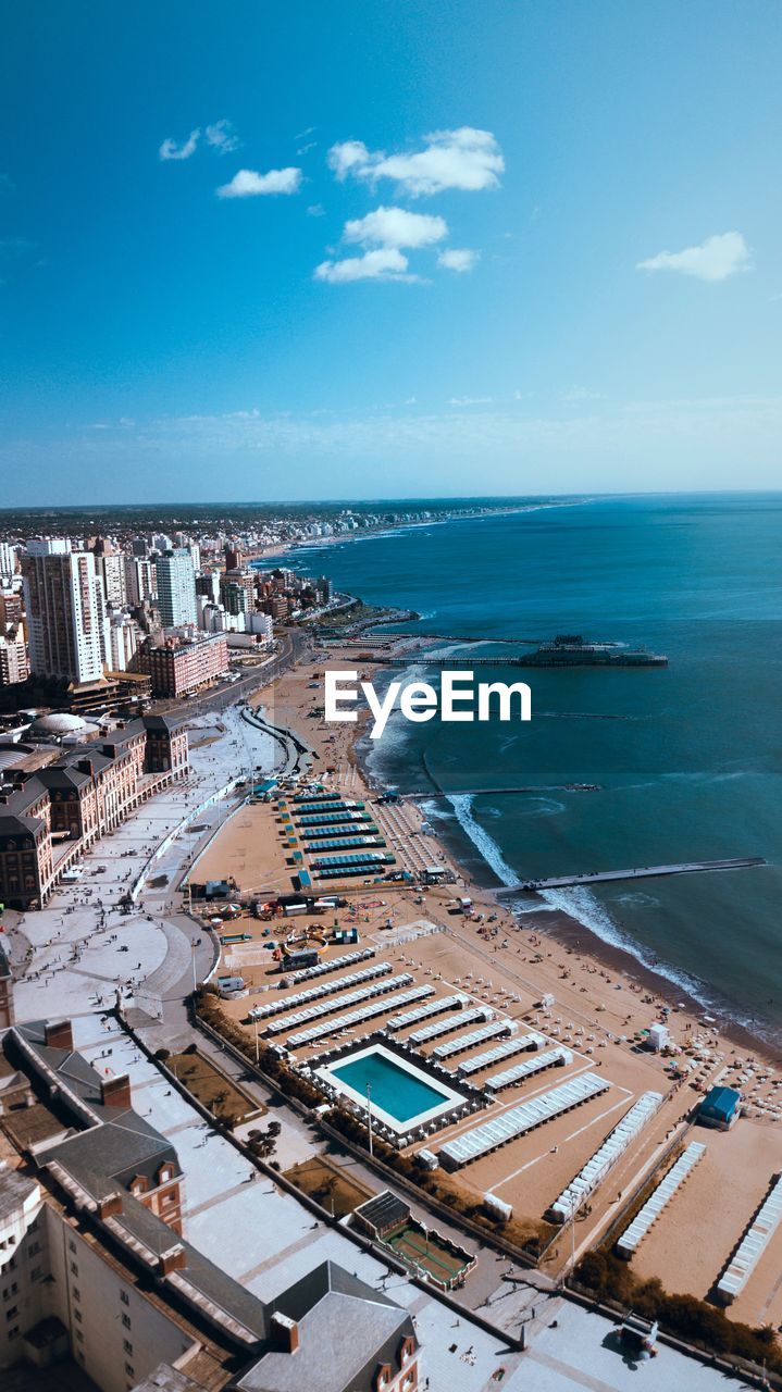 High angle view of beach against sky