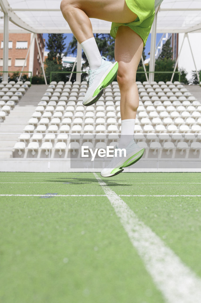 Man doing running practice at sports field