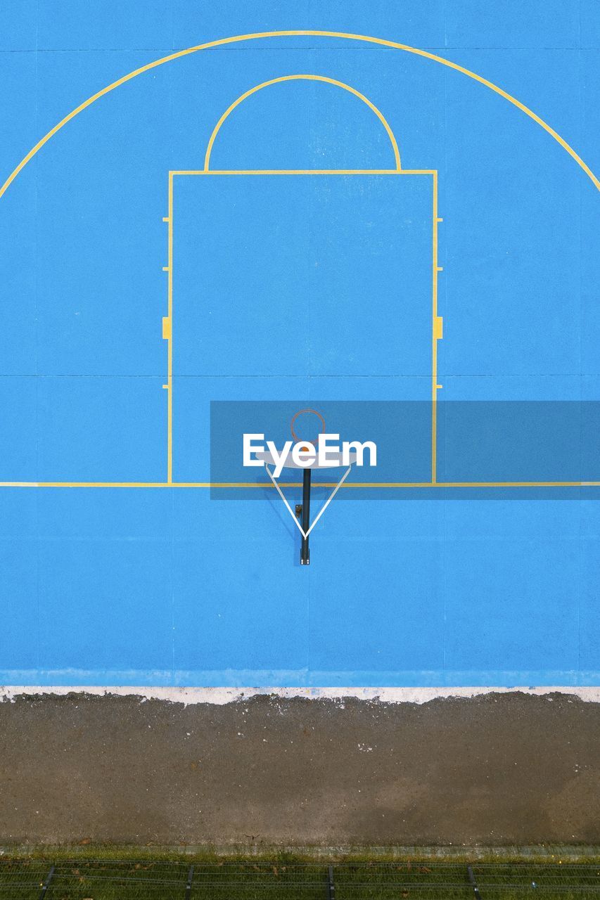 High angle view of basketball court