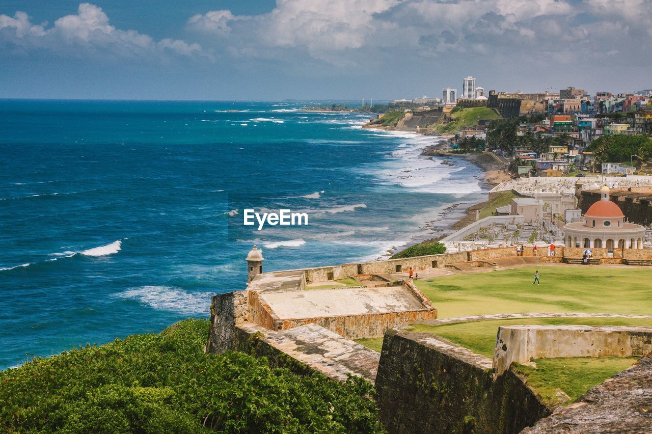 Scenic view of sea by puerto rico against sky