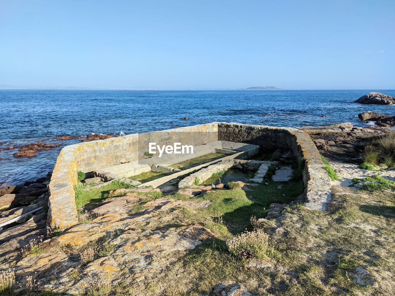 Scenic view of sea against clear sky