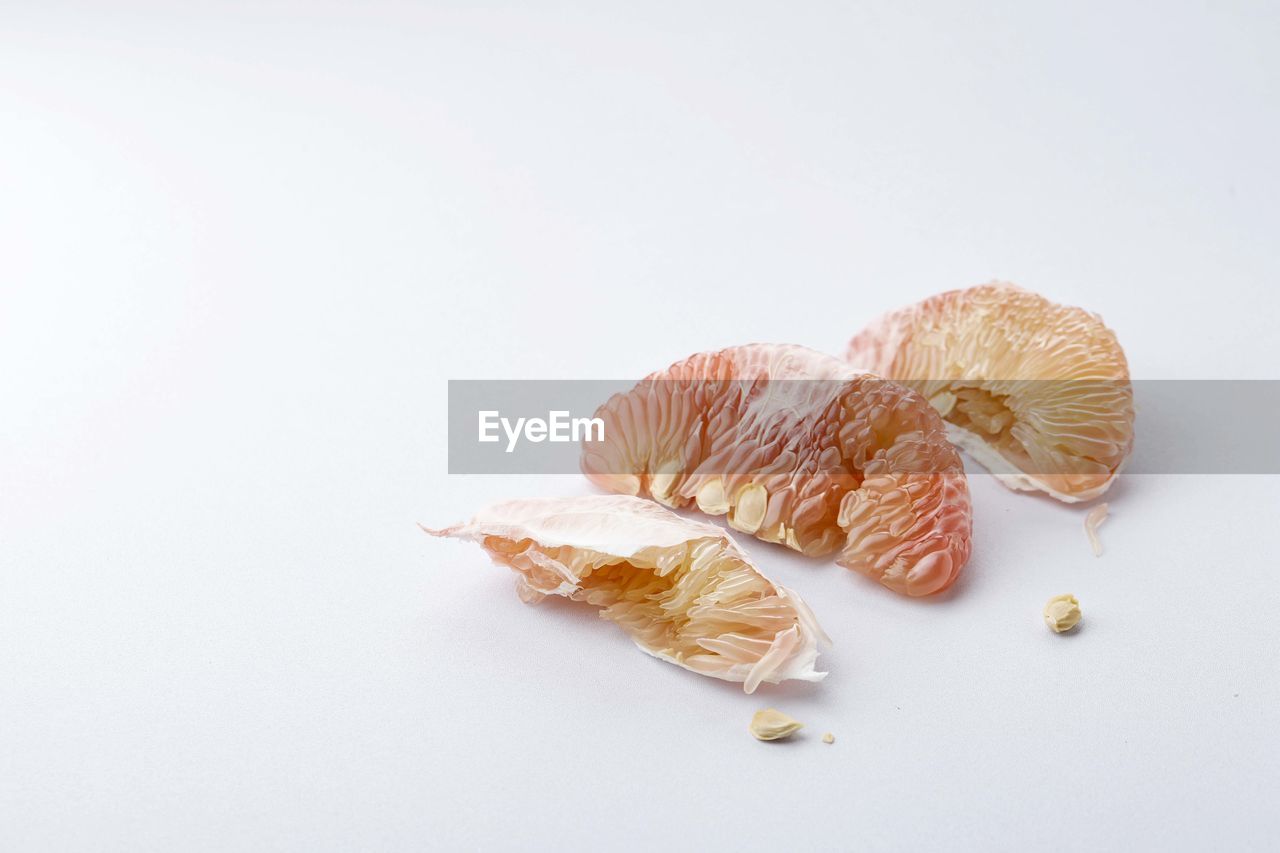 food, food and drink, studio shot, leaf, indoors, produce, no people, white background, petal, healthy eating, still life, freshness, shell, wellbeing, copy space, close-up, high angle view, ingredient, fruit, vegetable