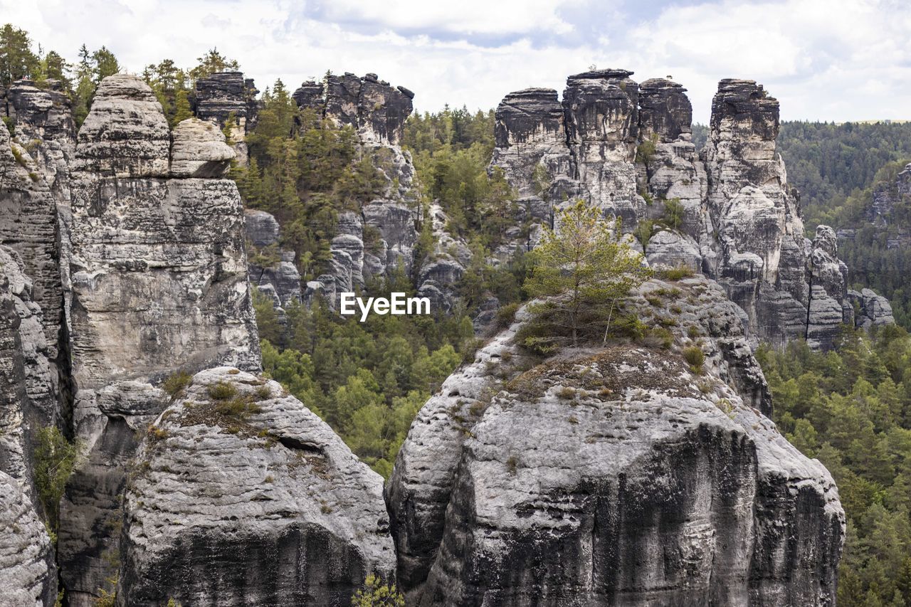 VIEW OF CASTLE ON ROCK FORMATIONS