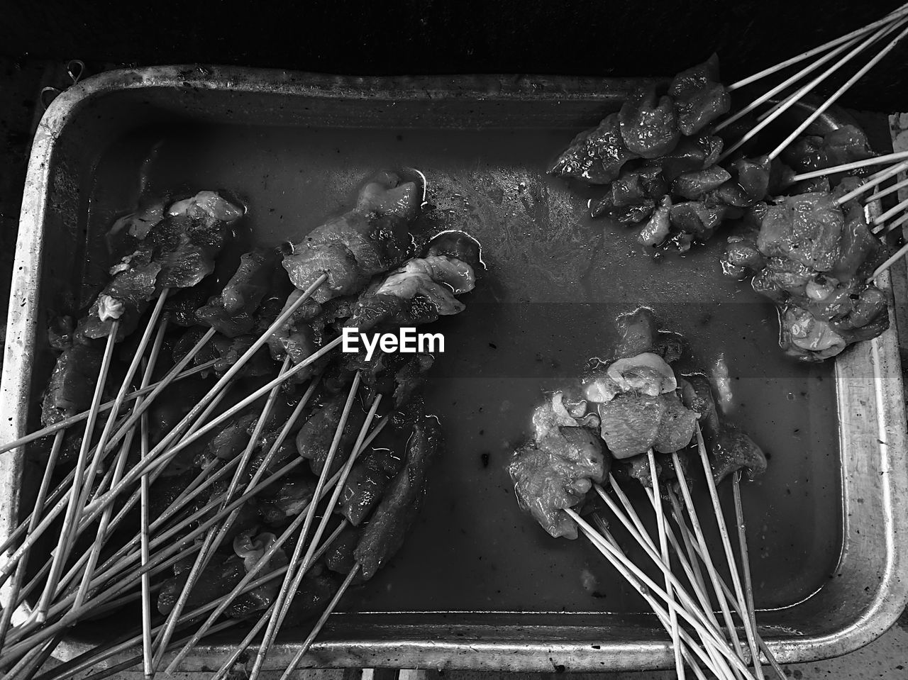 black and white, food, food and drink, monochrome photography, high angle view, monochrome, no people, kitchen utensil, indoors, metal, still life, freshness