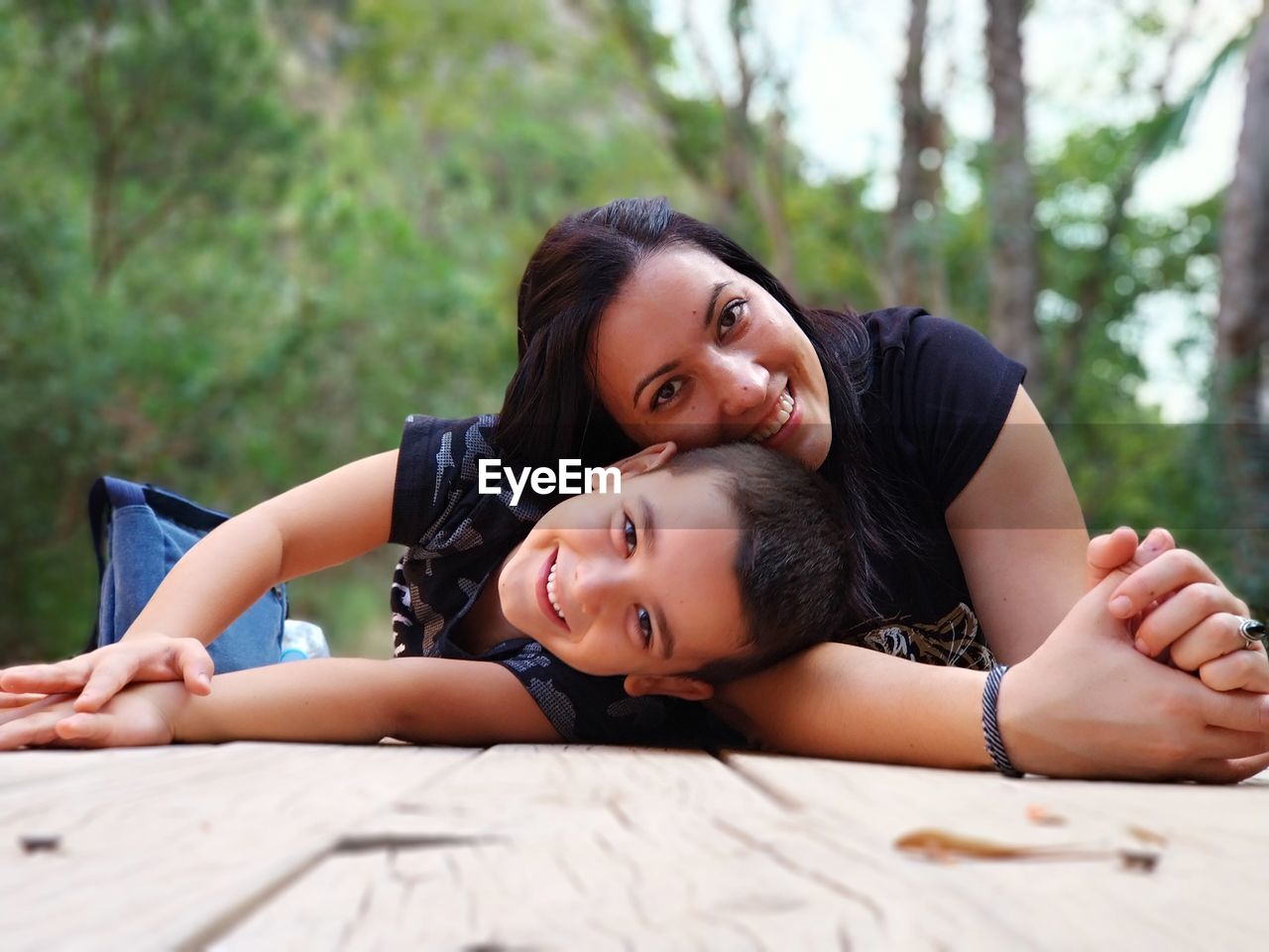 Portrait of smiling mother and son