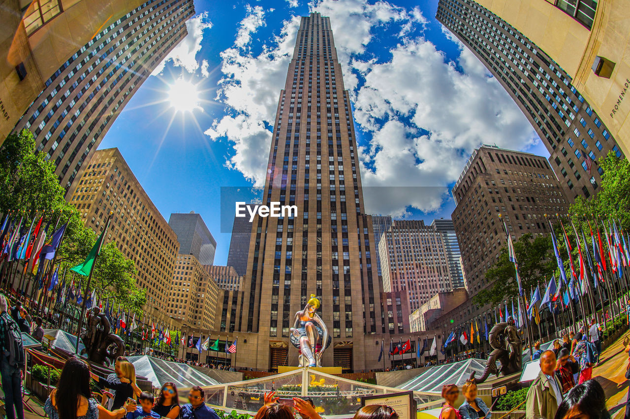 low angle view of city street