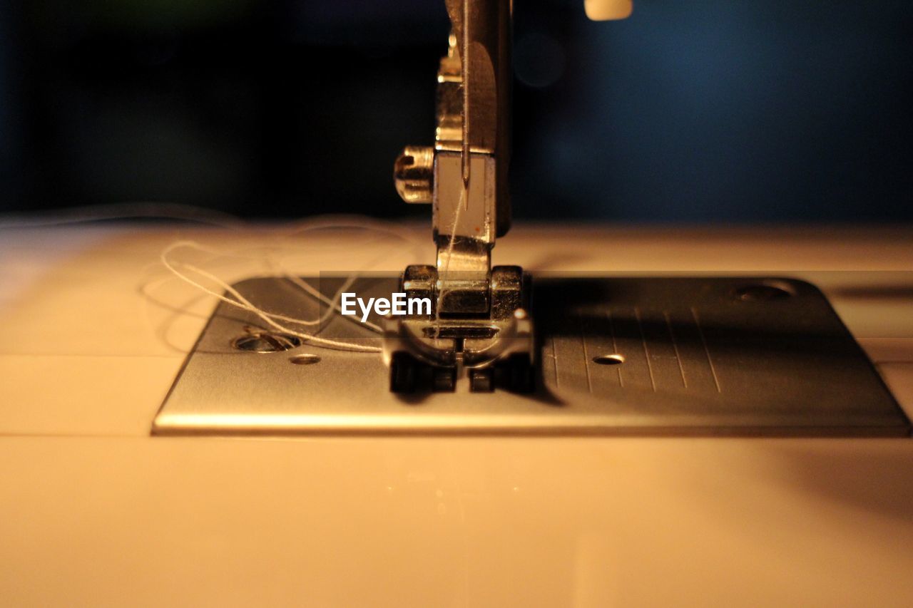 Close-up of sewing machine