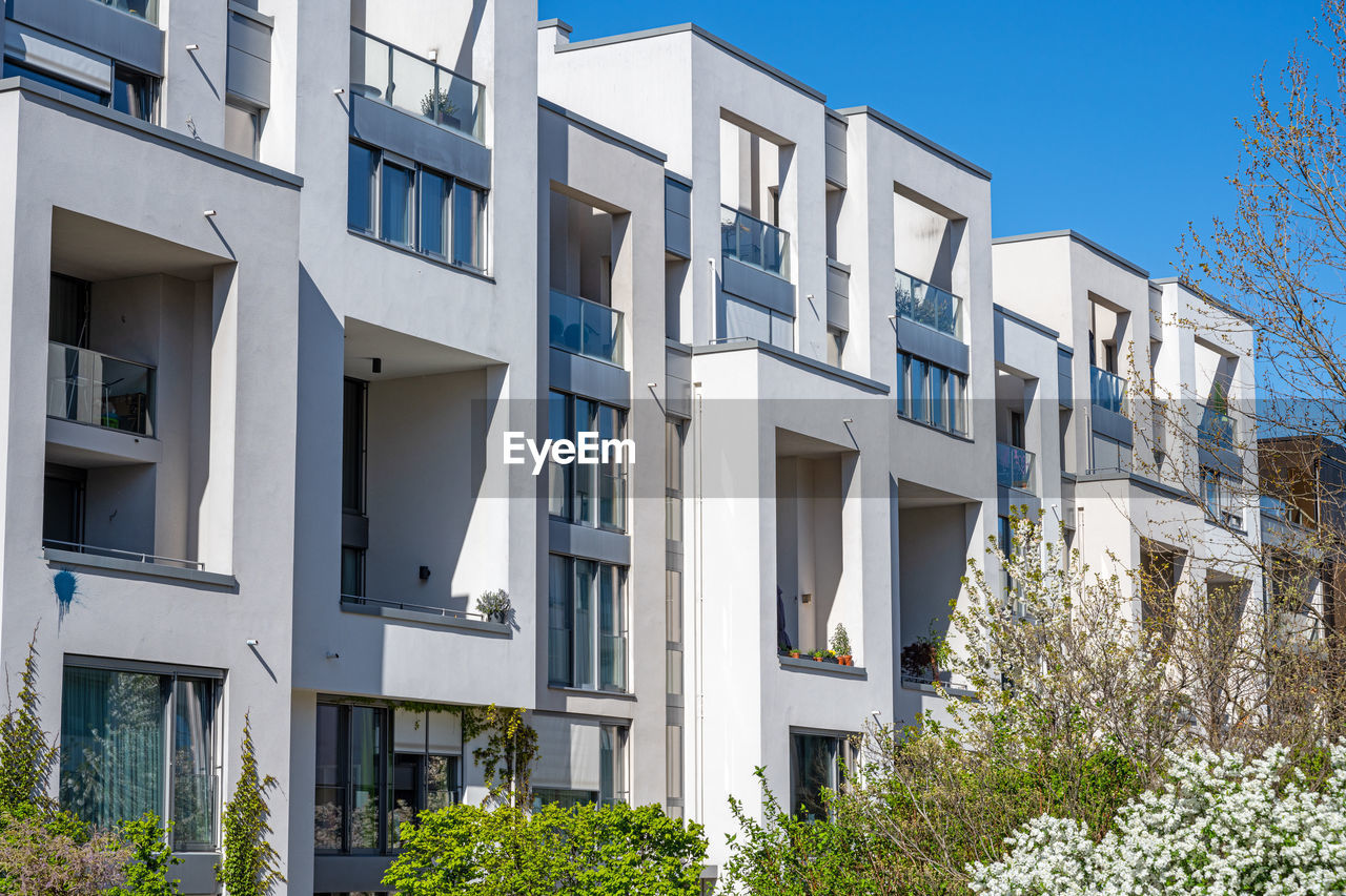 Modern white townhouses seen in berlin, germany