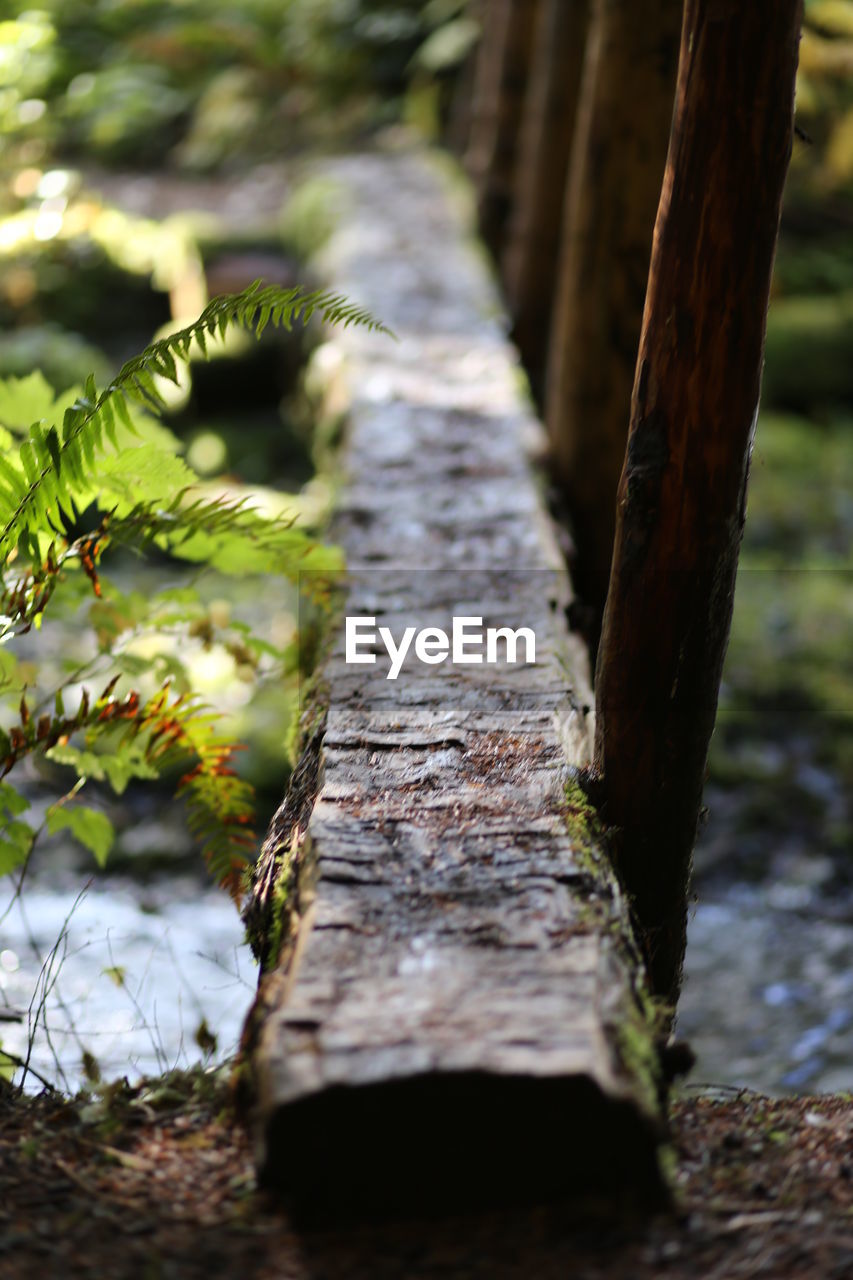 CLOSE-UP OF WOODEN RAILING