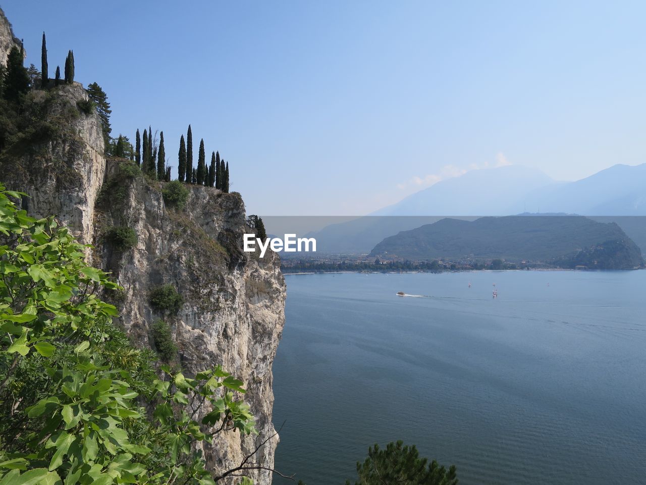 Scenic view of bay against sky