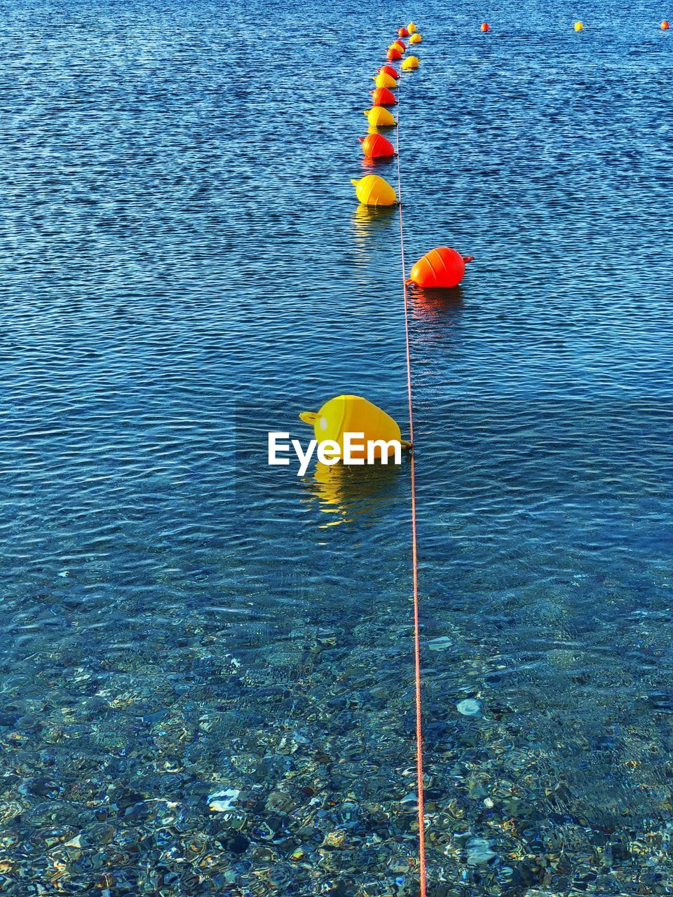 Colorful buoys in the sea