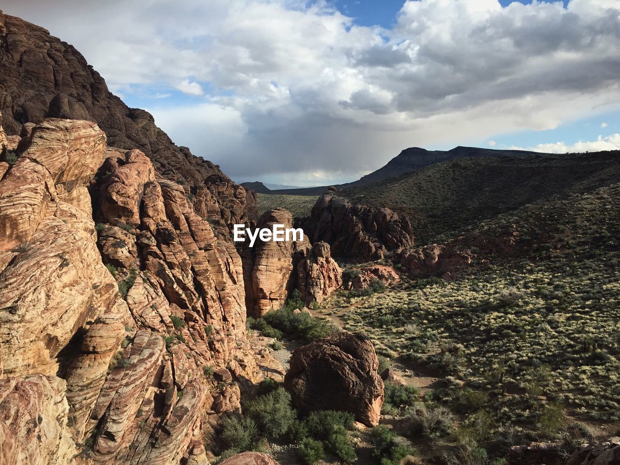 Scenic view of mountains against sky