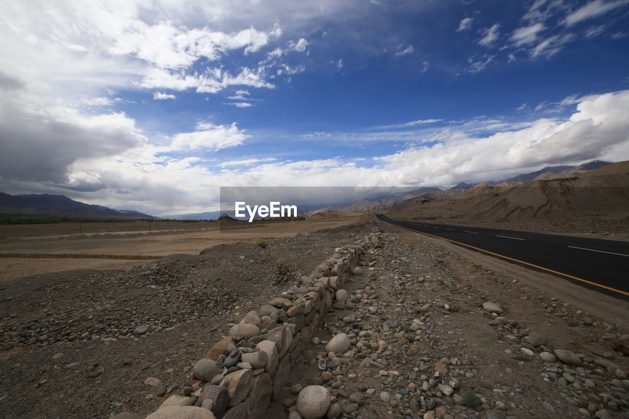 Beautiful mountain and long road in leh ladakh, india