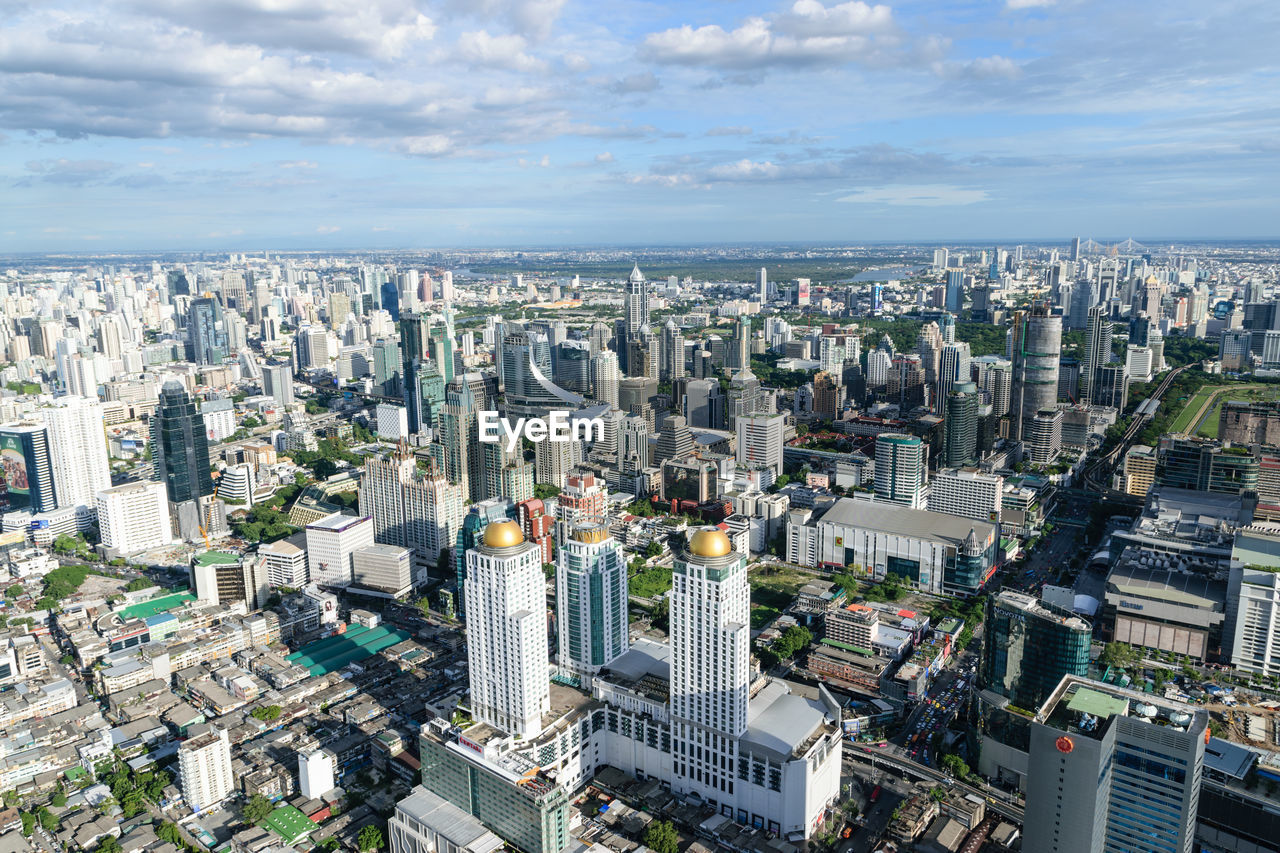 Bangkok thailand expressway and skyline aerial view.