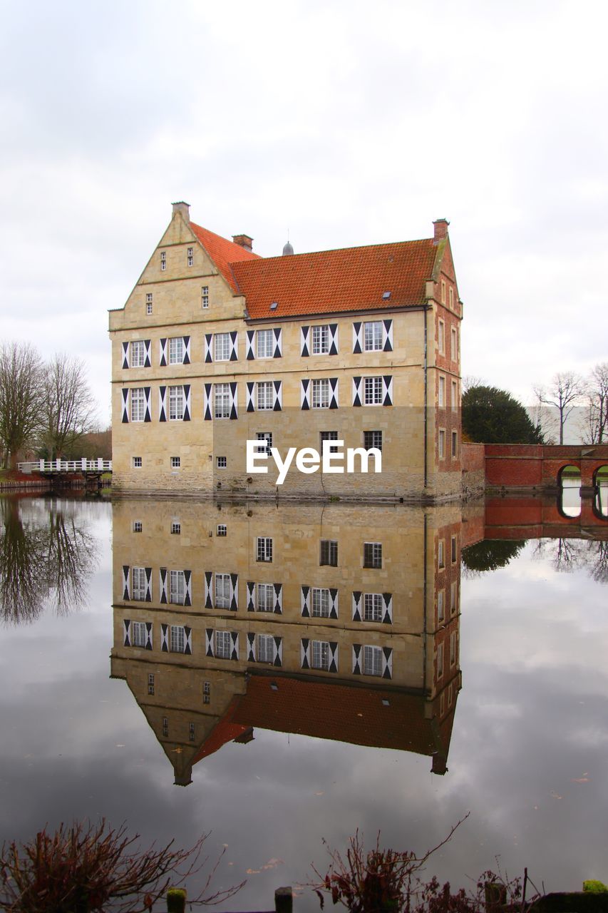 REFLECTION OF BUILDING IN LAKE