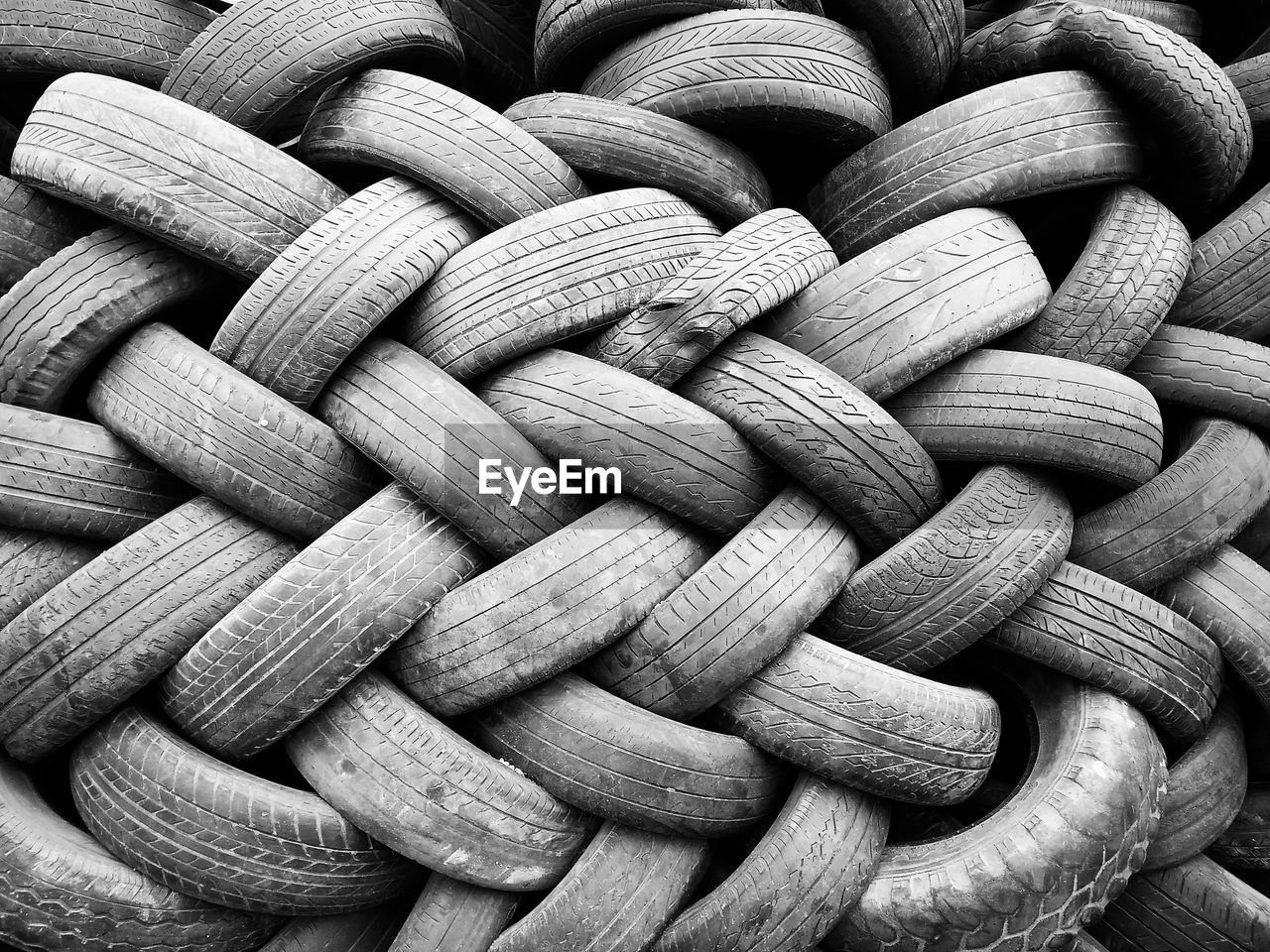 Full frame of used tires