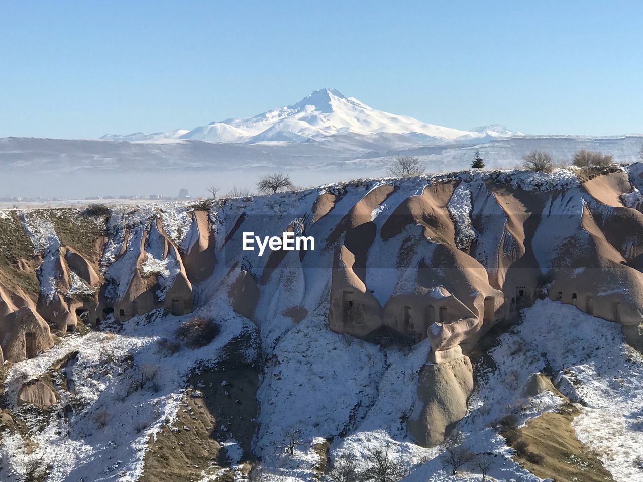 Panoramic view of snowcapped mountains against sky