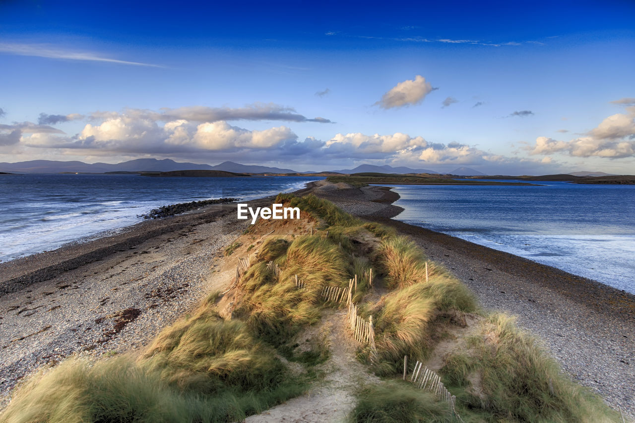 Scenic view of beach against sky