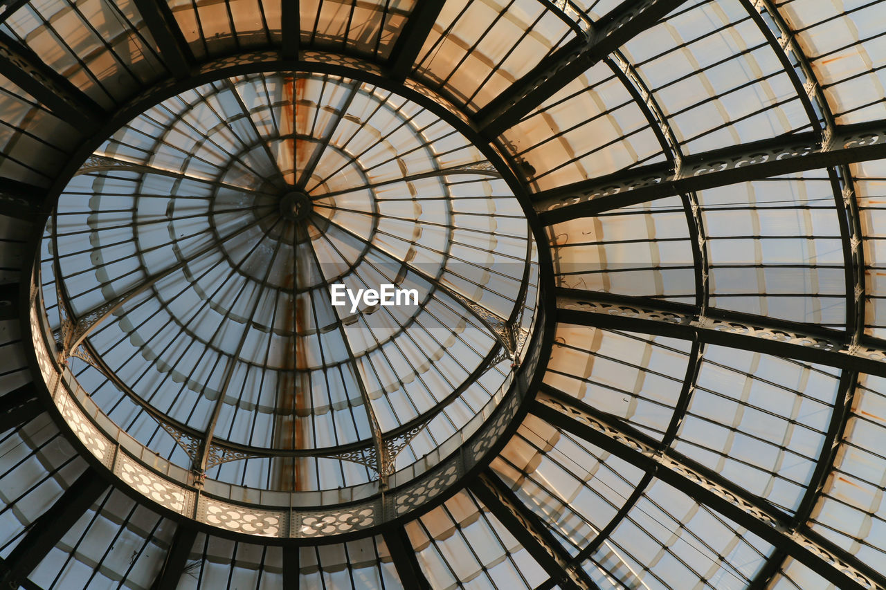 Low angle view of massive circular geometric skylight