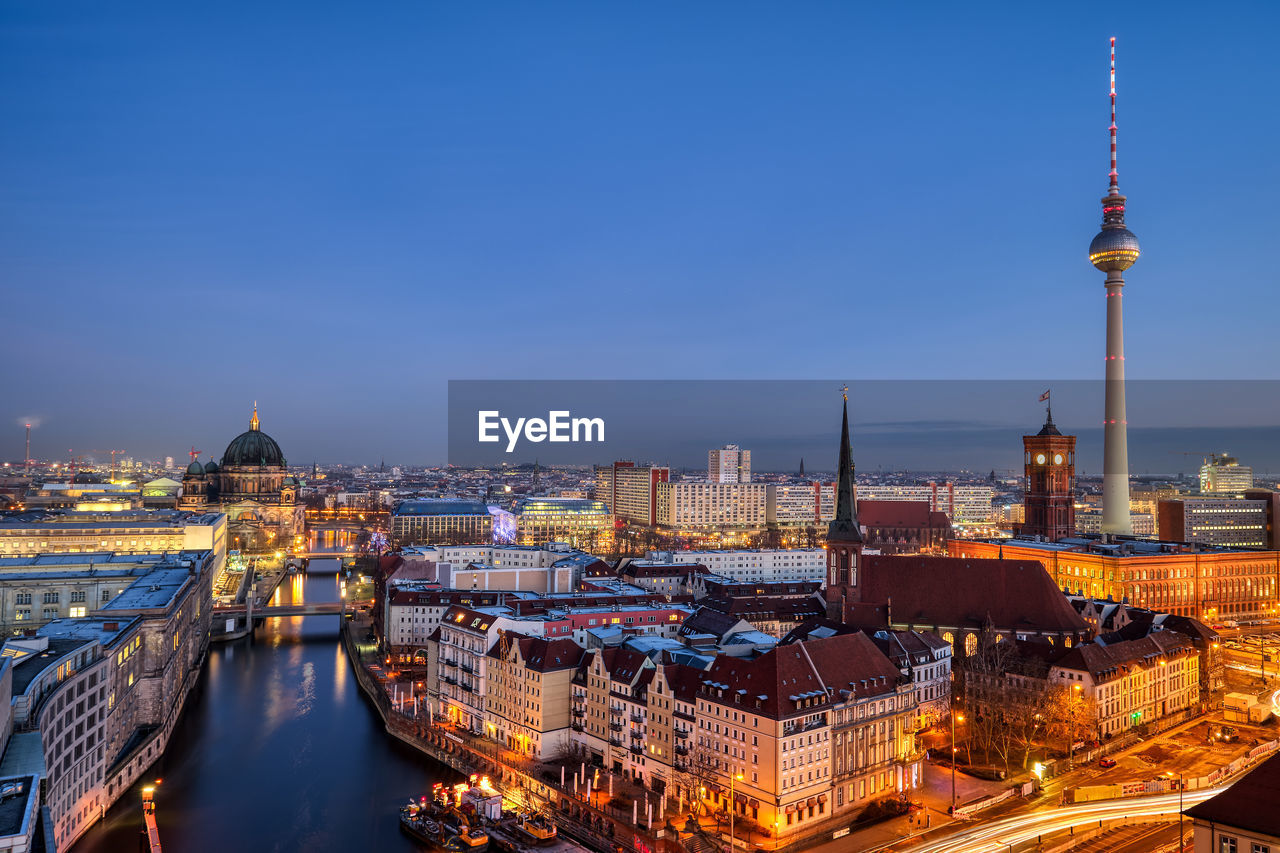 The heart of berlin with the famous television tower at night