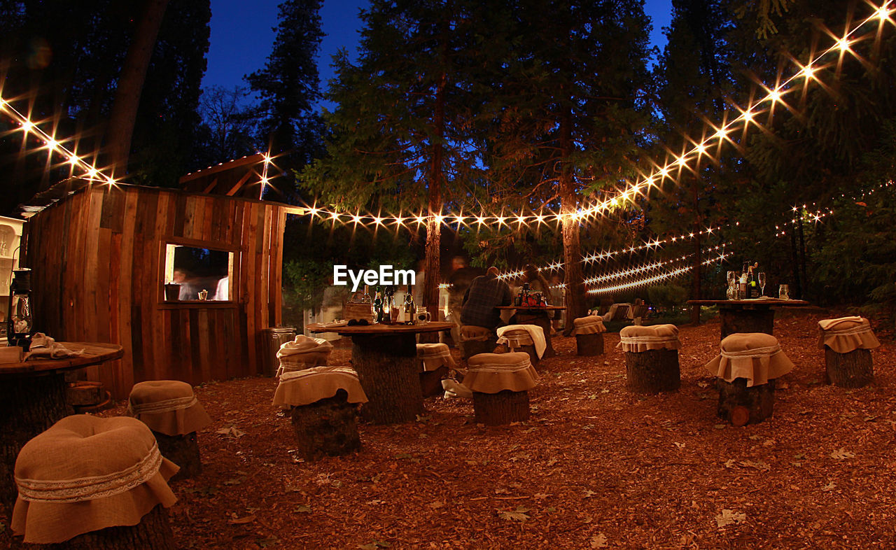 Decorated yard during wedding ceremony