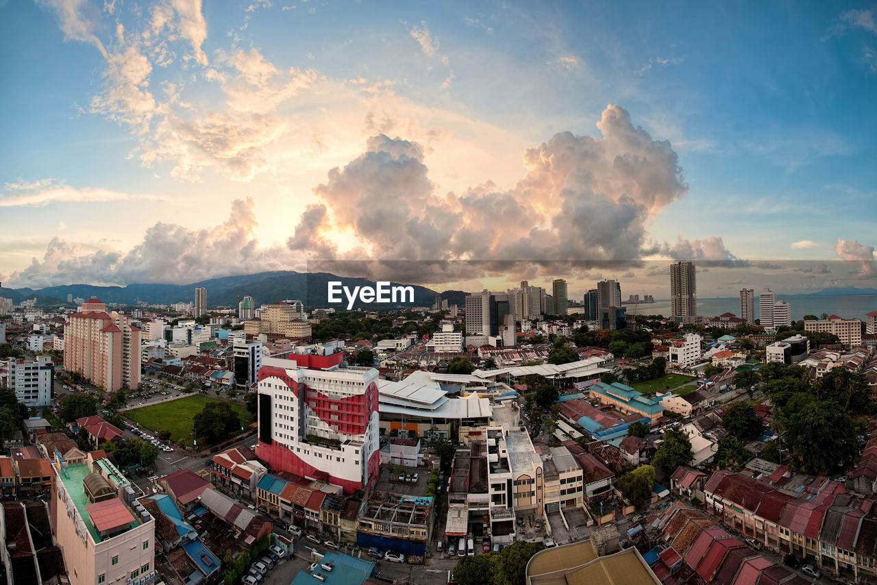 High angle view of city