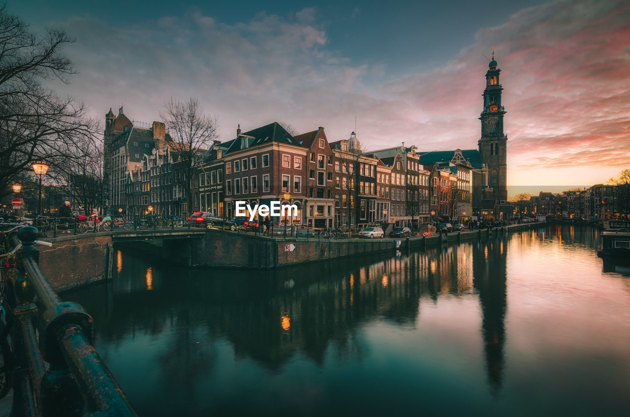 Reflection of buildings in river