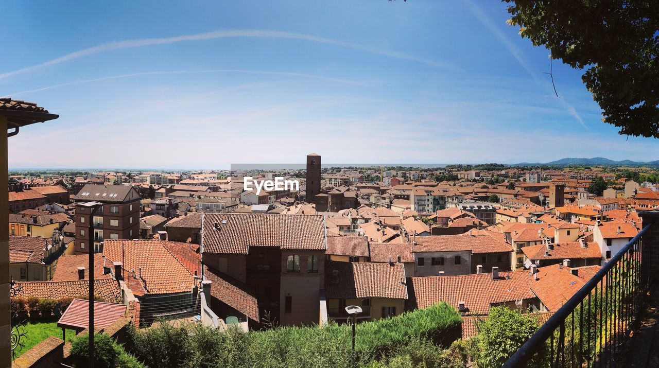 High angle view of townscape against sky