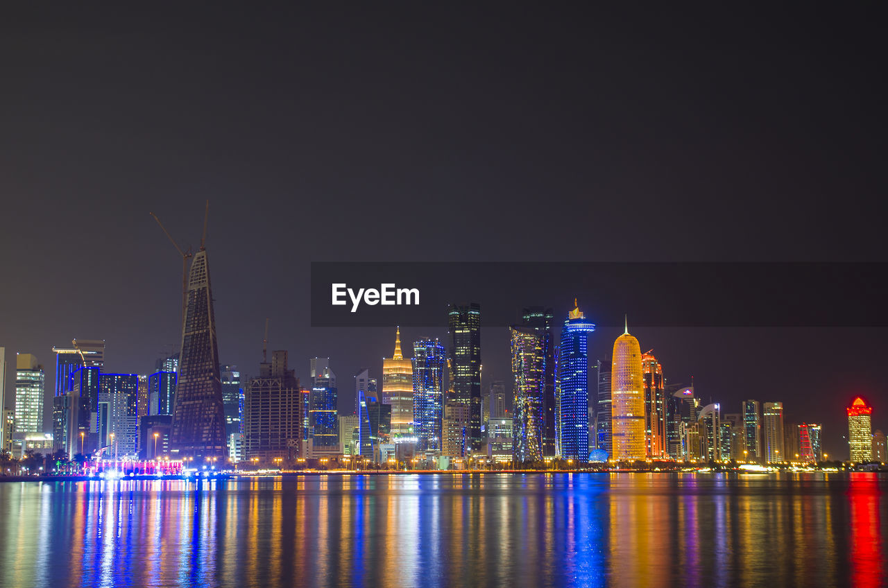 The skyline of the modern and high-rising city of doha in qatar, middle east. 
