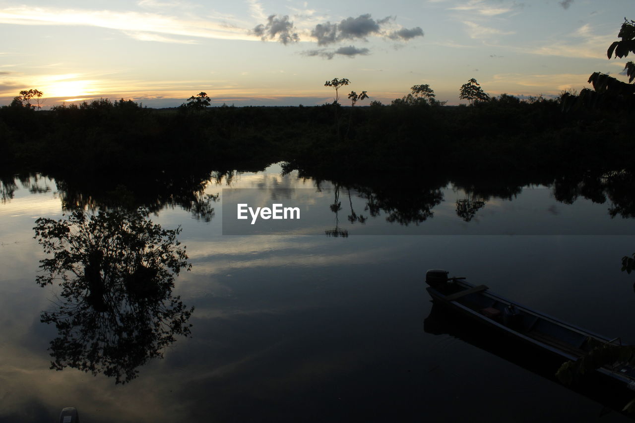 Scenic view of lake during sunset