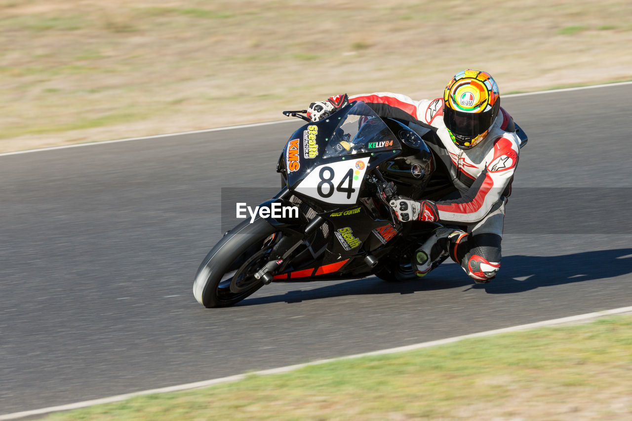 Man racing on motorcycle