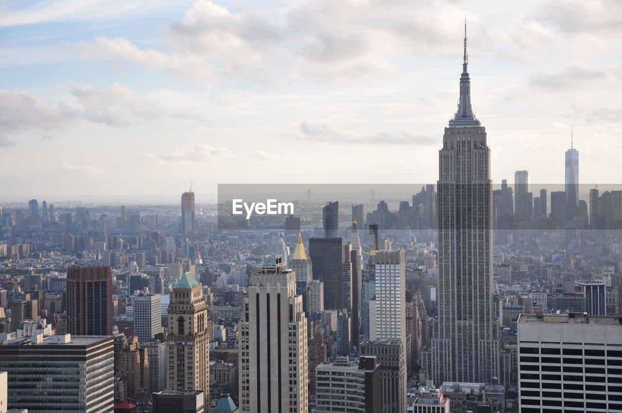 Bird's eye view of the empire state building and skyline of new york