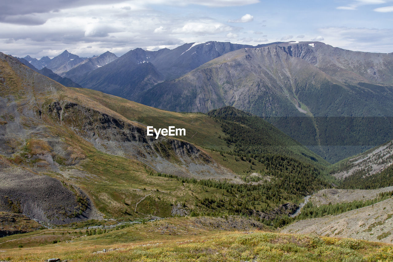 SCENIC VIEW OF VALLEY AGAINST SKY
