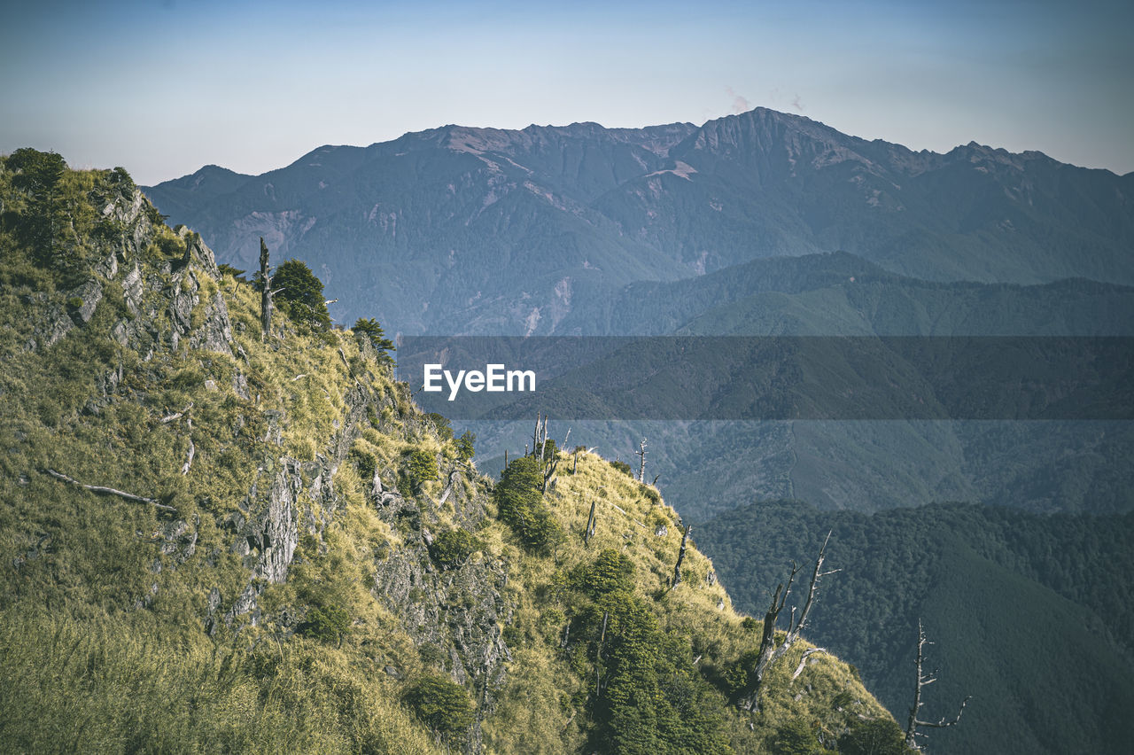 Scenic view of mountain range against sky