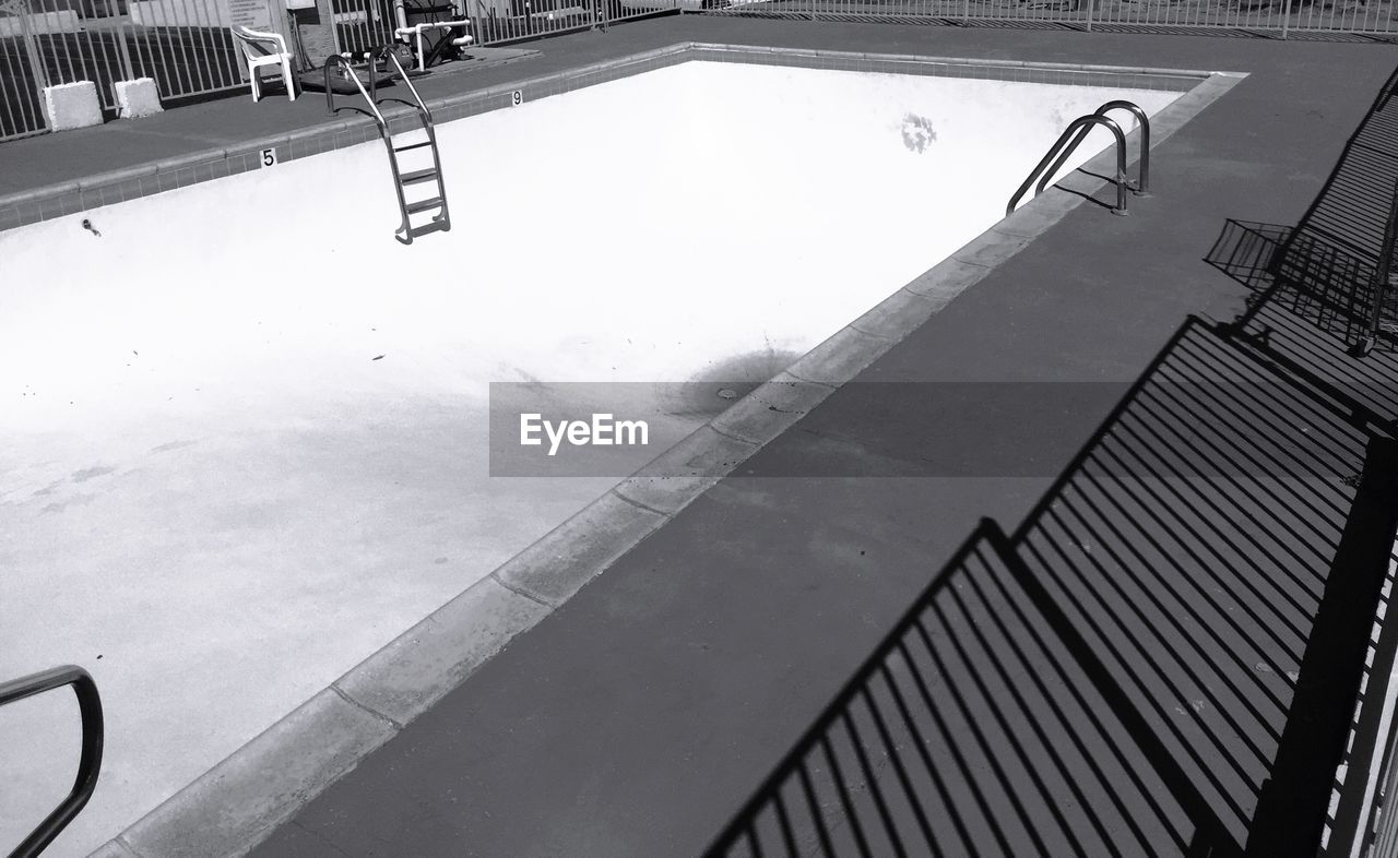 High angle view of empty swimming pool