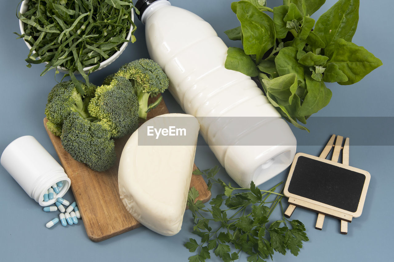 High angle view of food on table