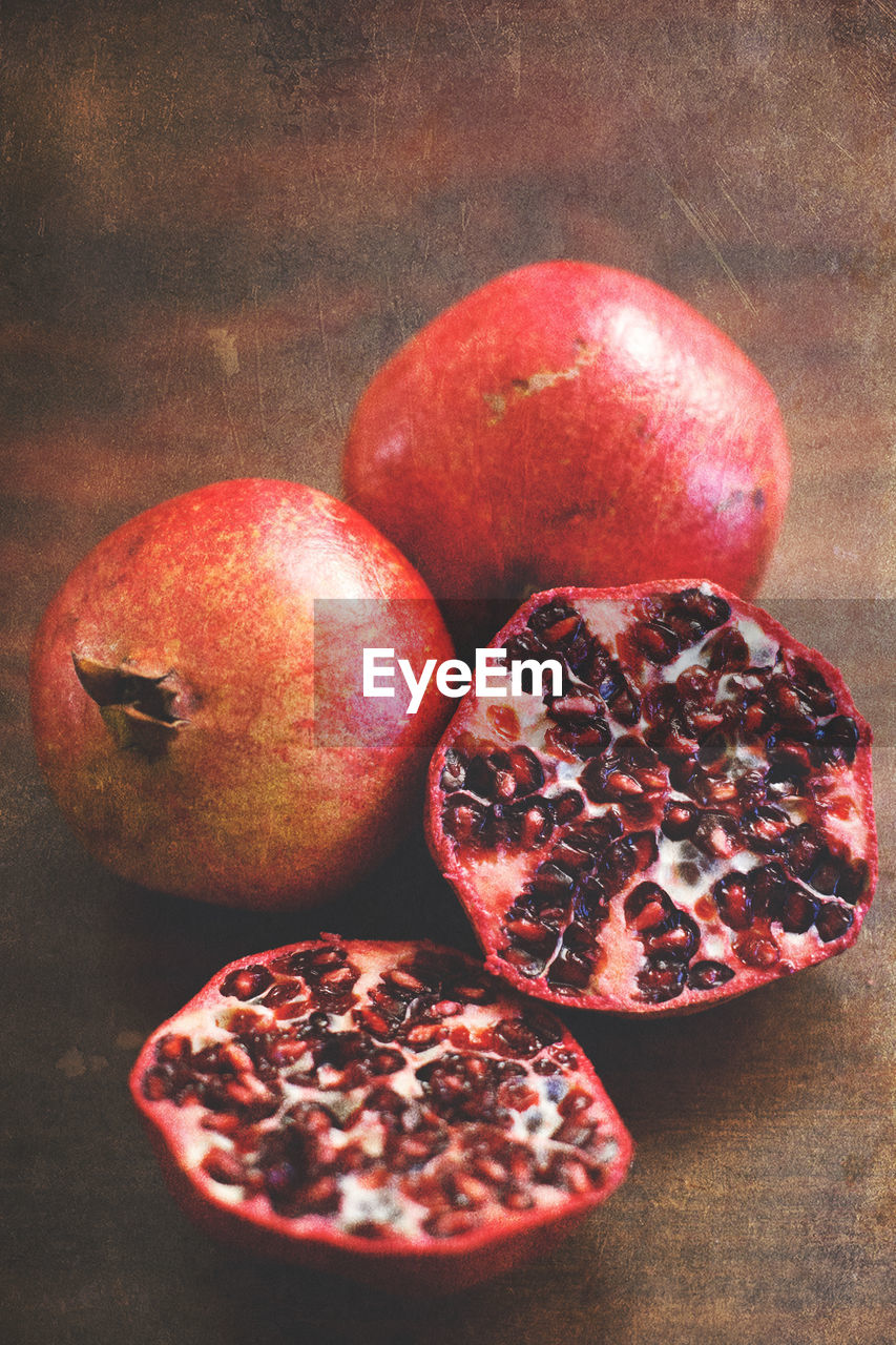 Close-up of pomegranates on table