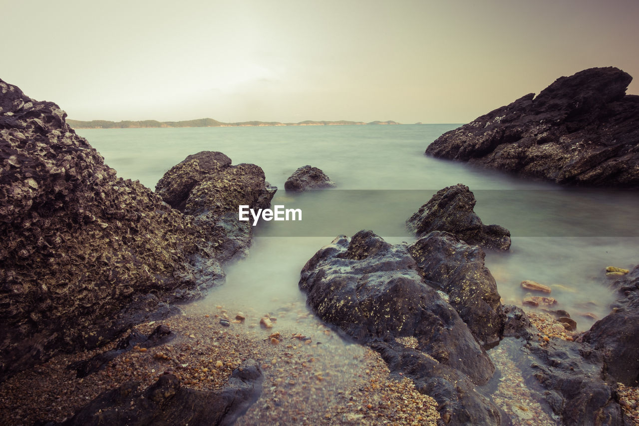 SCENIC VIEW OF SEA AND ROCKS