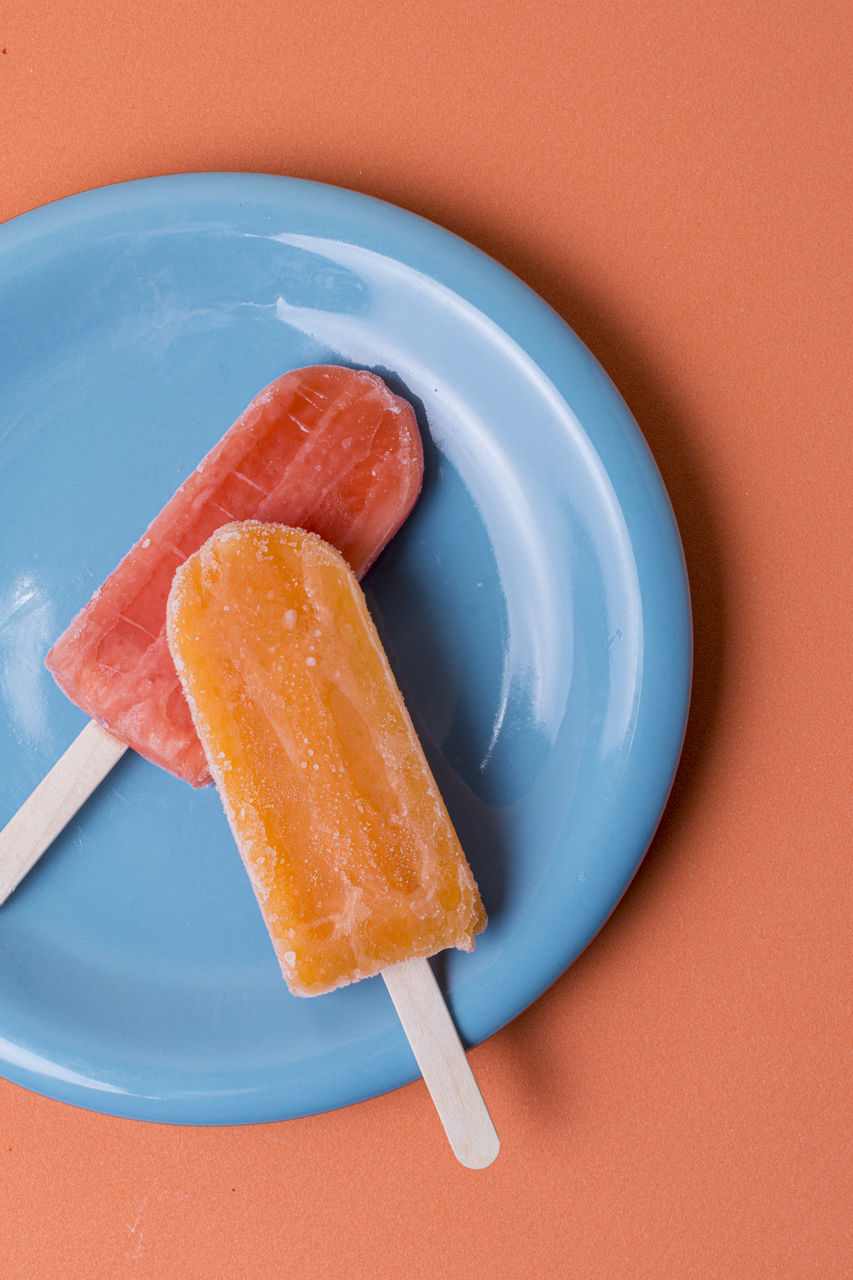 high angle view of ice cream in plate