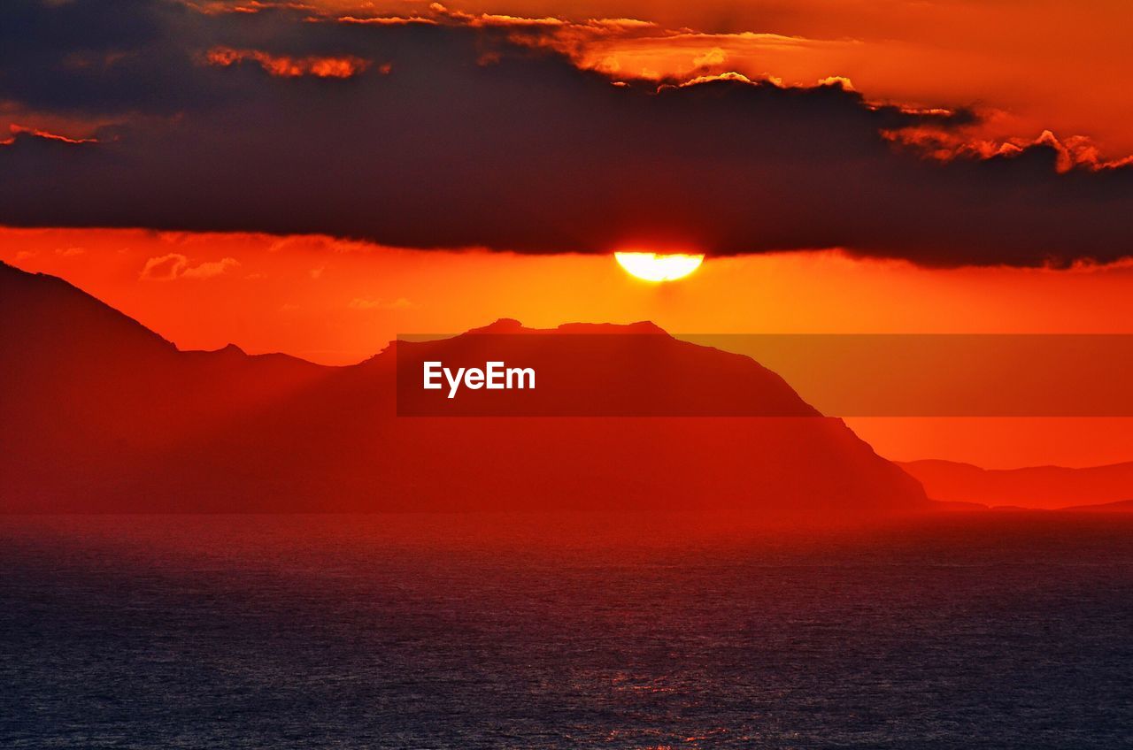 Scenic view of dramatic sky during sunset